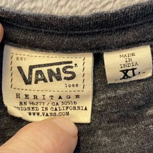 Vans Mens Henley Shirt XL Gray Heather Heritage Cotton Blend Casual - Picture 3 of 14